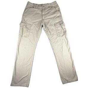 Wrangler Pants Mens 32x34 Beige Cargo Relaxed Stretch Cotton Pockets Workwear